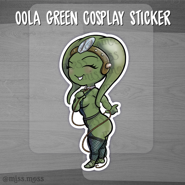Oola Green Cosplay Girl Die-Cut Waterproof Vinyl Sticker