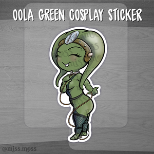 Oola Green Cosplay Girl Die-Cut Waterproof Vinyl Sticker