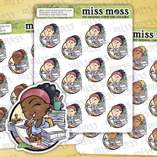 Busy Paperwork Girl Vinyl Planner Stickers