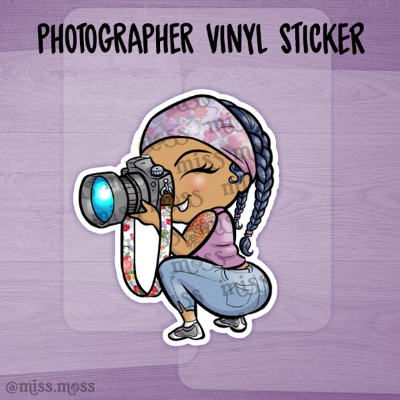 Photographer Girl Large Vinyl Die-Cut Sticker