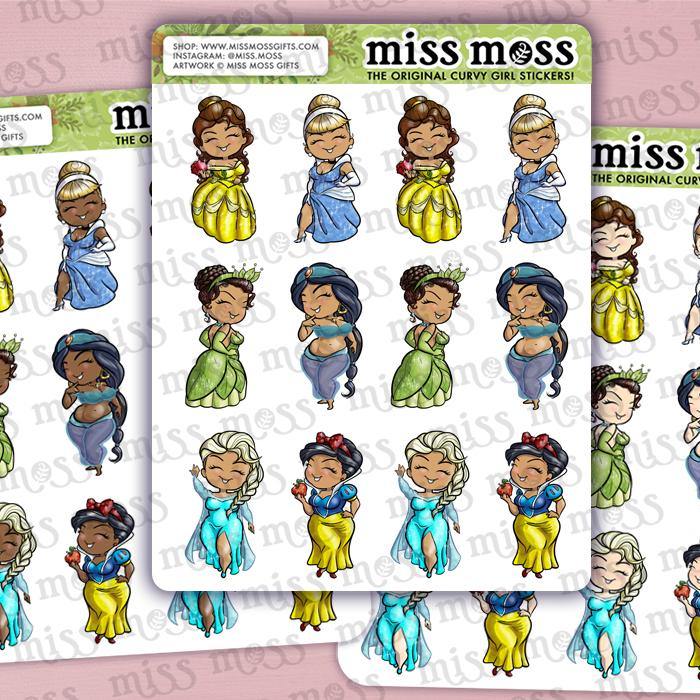 Curvy Princess Planner Stickers - Miss Moss Gifts