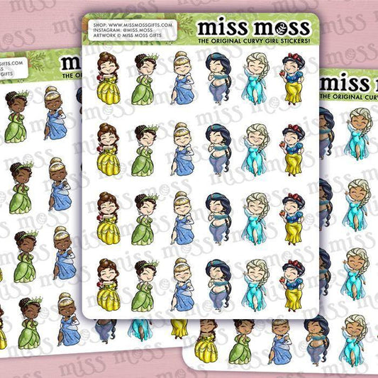 Mini Curvy Princess Planner Stickers - Miss Moss Gifts