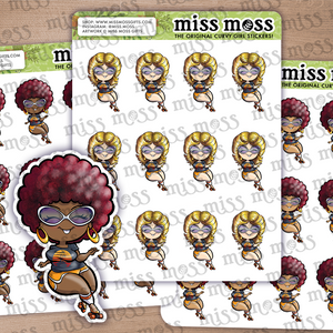 Rollerskating Curvy Girl Vinyl Planner Stickers