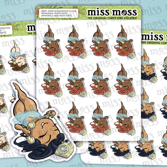 Vintage Telephone Girl Vinyl Planner Stickers