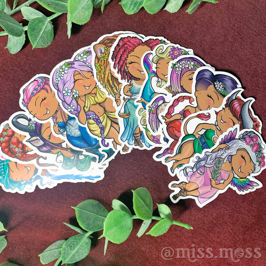 *NEW* Zodiac Girls 12 Mini Die Cut Sticker Bundle